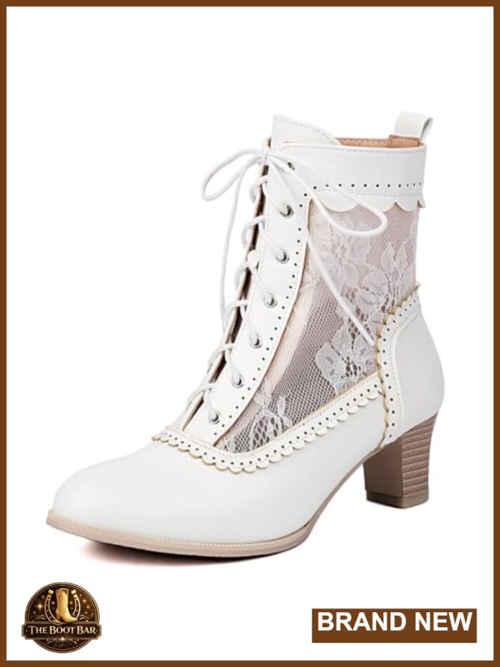 Victorian Lace Up Ankle Boots Synthetic Kitten Heel Round Toe Women's